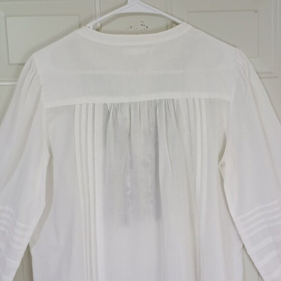 Sfera Blouse Casual Embroidered Boho Womens Tassel Tie Front & Buttoned Cuffs L - Picture 7 of 10